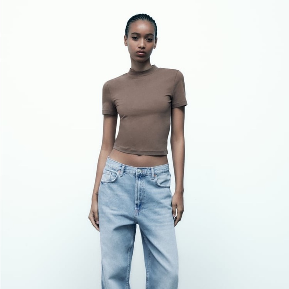 Zara mock up neck T-shirt, lightly worn, small